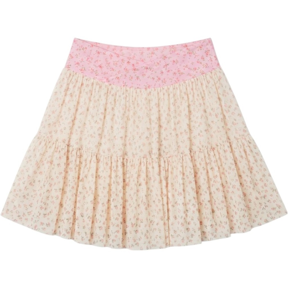 Blogilates Ballerina Skort Womens 3X Pink Floral Mesh Tiered Skirt Shorts Plus